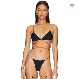 Camila Coelho Angelo Top in Black & Camel